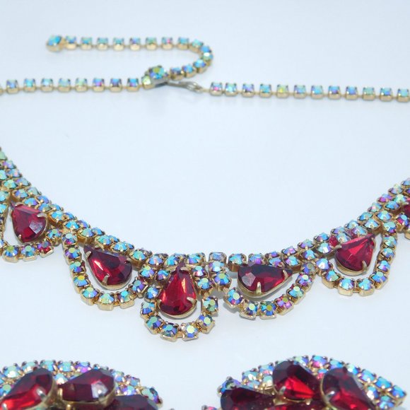 Vintage Rhinestone Necklace & Earrings one - Picture 1 of 5